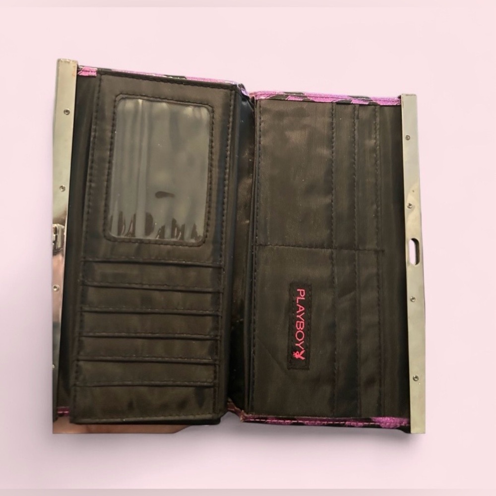 Playboy Glitter Frame Wallet Y2K Purple Black Clutch - Picture 6 of 6